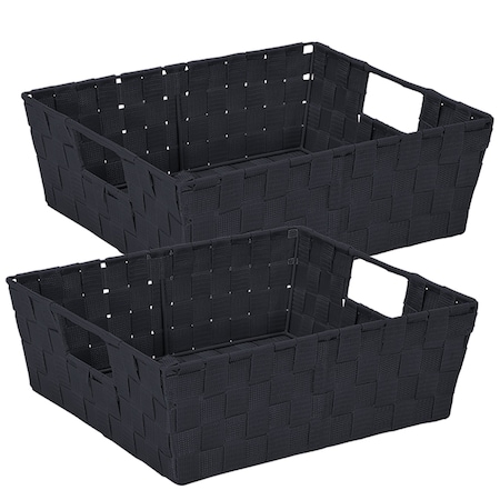 Simplify Storage Shelf Tote, 13 in L, 15 in W, 13 in H, Black, Plastic 25015-2PK-BLACK